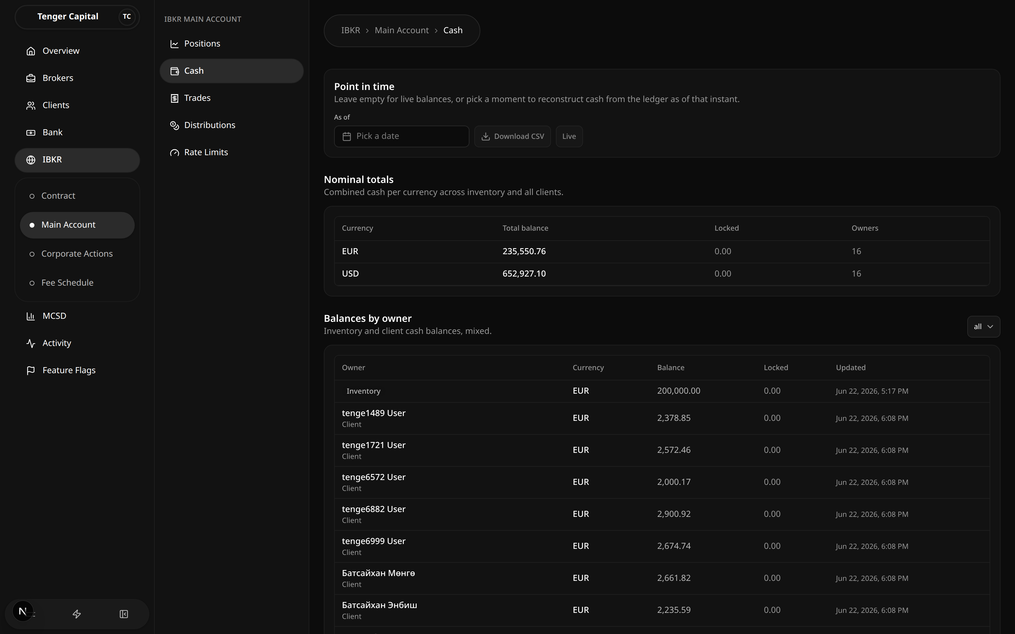 Main Account Cash