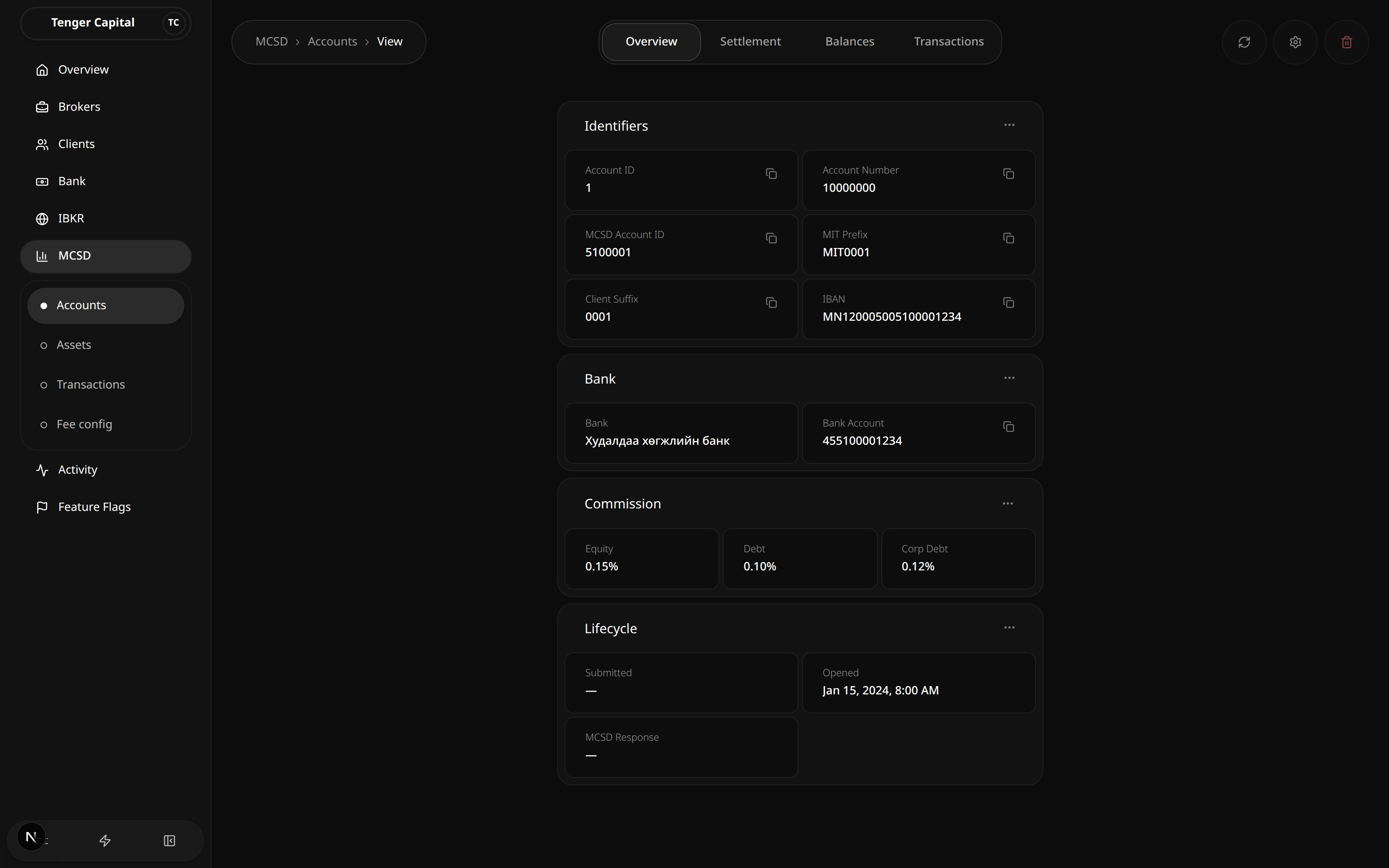 MCSD Account Detail